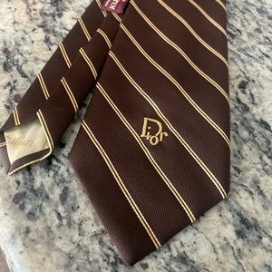 VINTAGE CHRISTIAN DIOR Signature Neck Tie Brown
